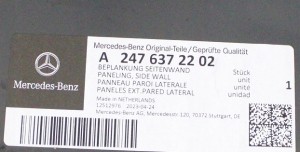 MERCEDES B-KLASA W247 A247 2019-2025 próg słupek prawy A2476372202 4/6 MINIATURA