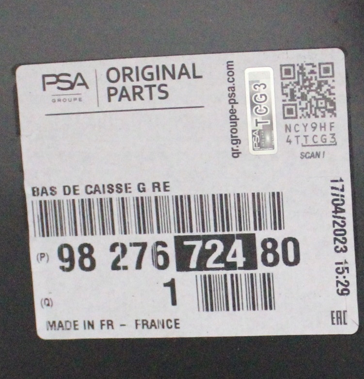 CITROEN BERLINGO 4 IV K9 L1 2019-2026 próg słupek lewy 9827672480 4/6