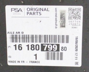 CITROEN C3 3 III SX 2016-2024 tylny tył prawy błotnik 1618079980 4/6 MINIATURA