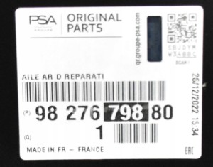 OPEL COMBO E L1 X19 2019-2025 Tylny prawy błotnik 9827679880 3/3 MINIATURA