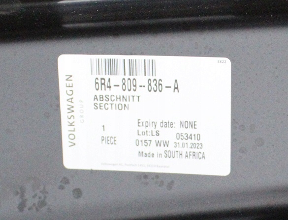 VW POLO 6R4 6C4 5D HB 2009-2017 próg słupek prawy 6R4-809-836 6R4809836A 4/4
